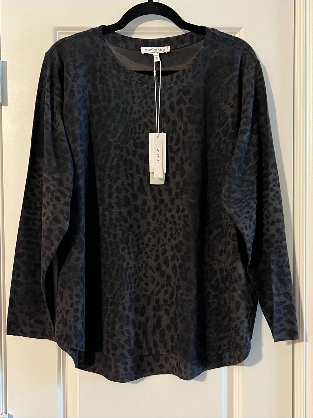 Muted Leopard-Print Long Sleeve Top